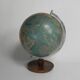 Paper mache globe on wooden base, 1960s