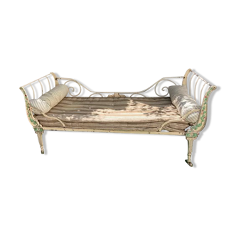 Wrought iron bench, old, richly decorated