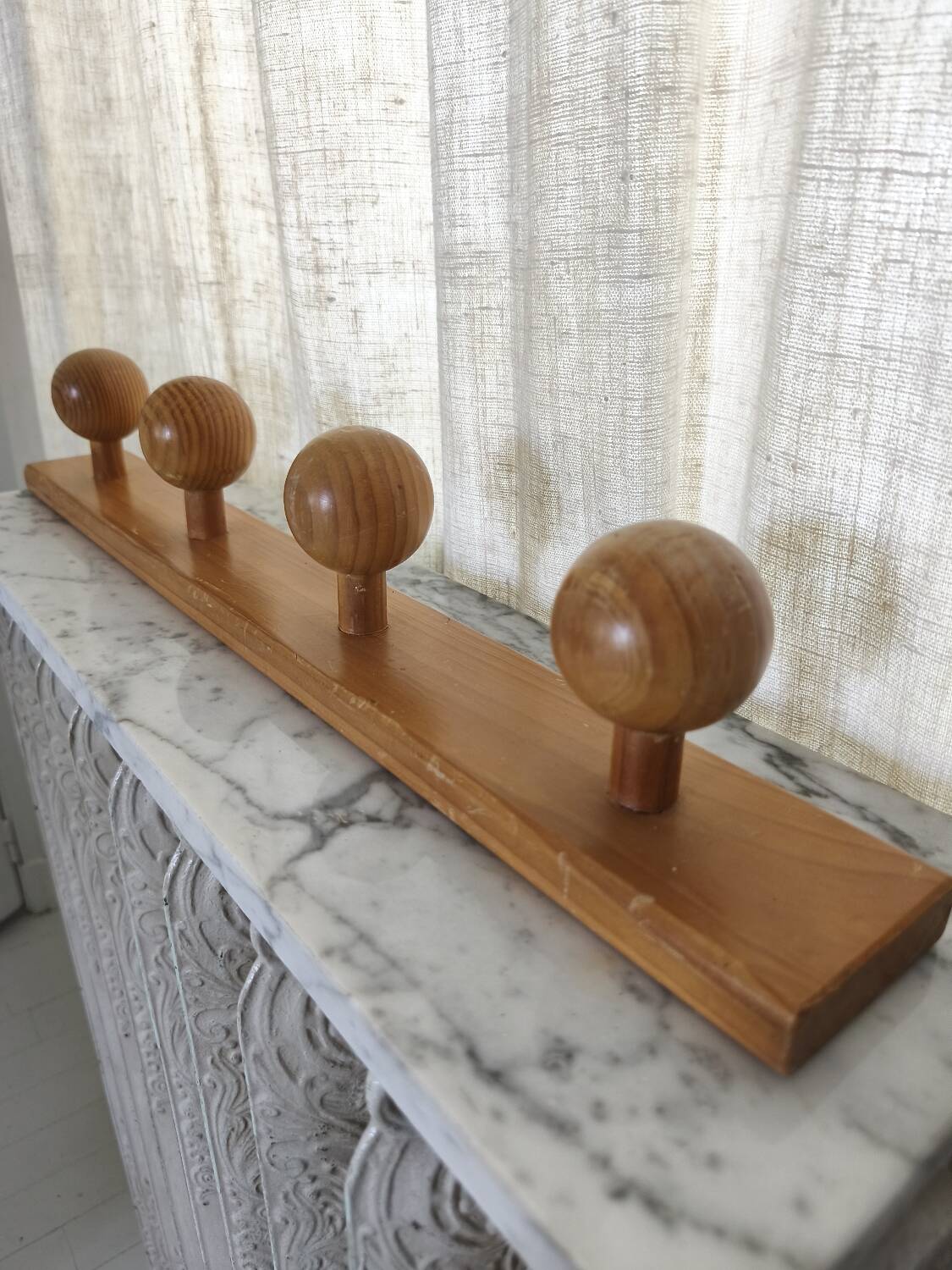 Wooden wall coat rack