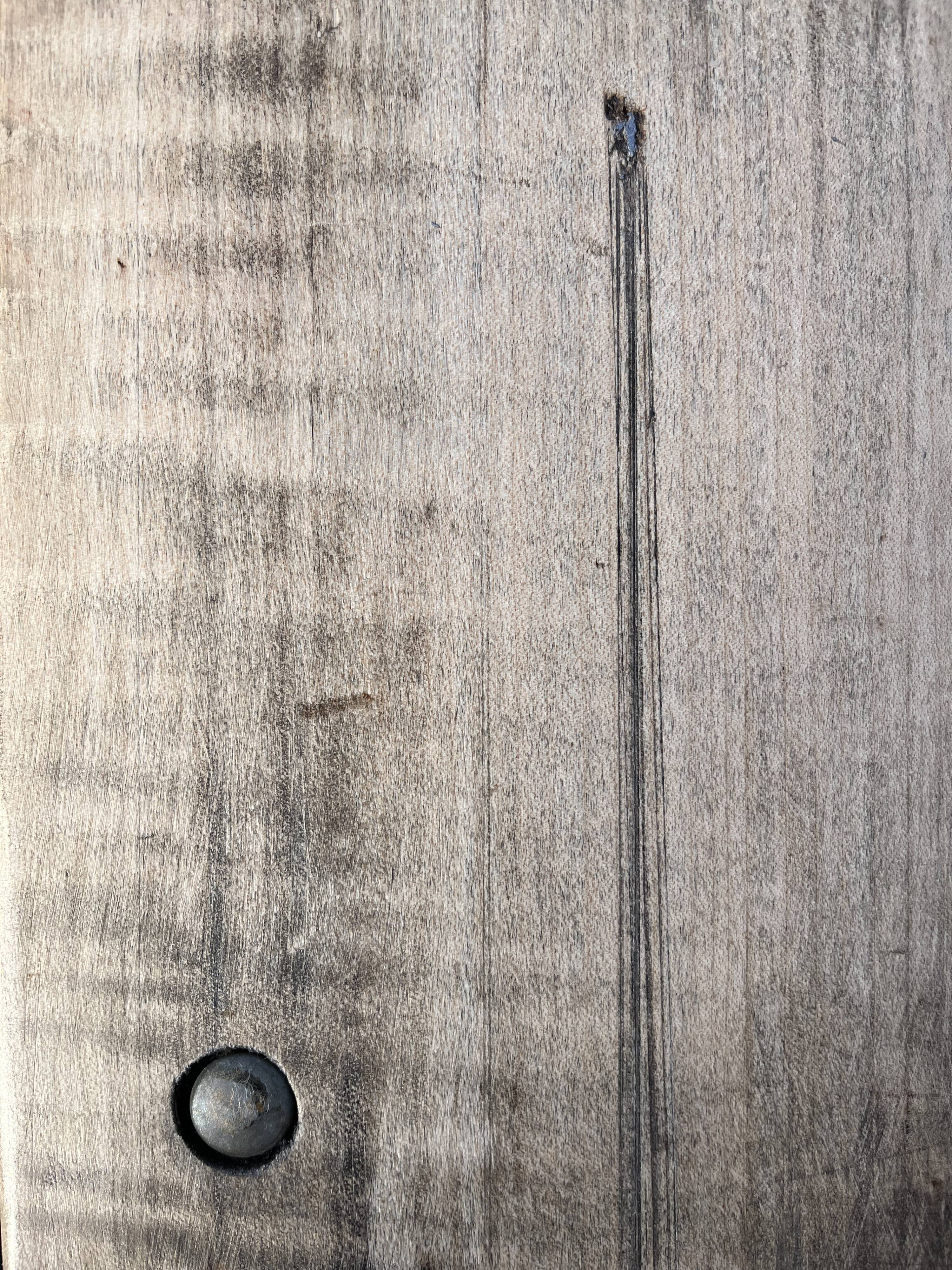 Old table patinated green legs