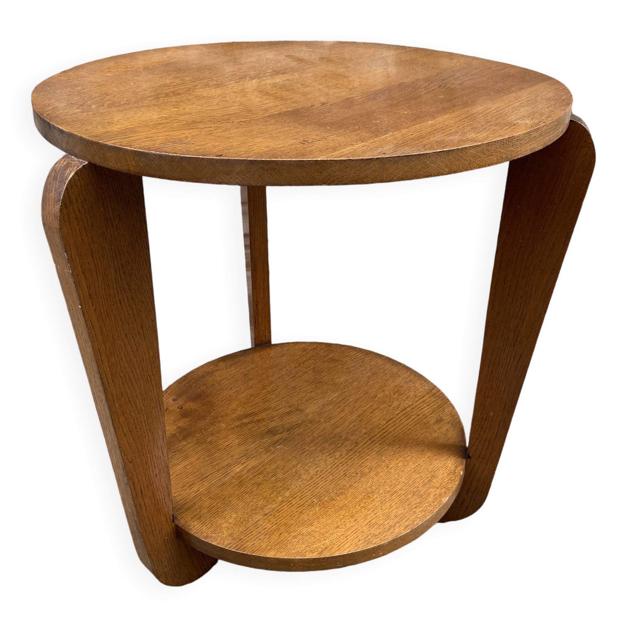 Art Deco pedestal table, 1940s design, in oak