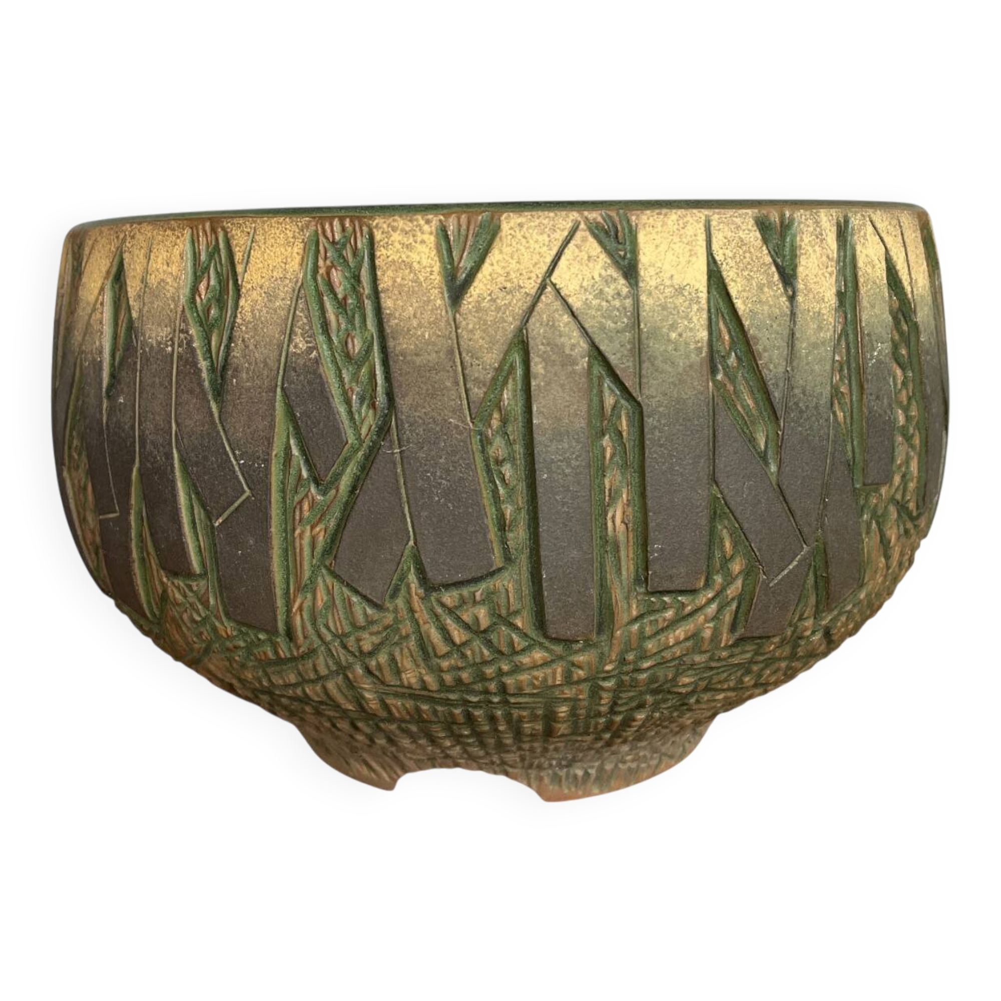 Ancient terracotta pot for bonsai succulents, Korea, signed 20th century.