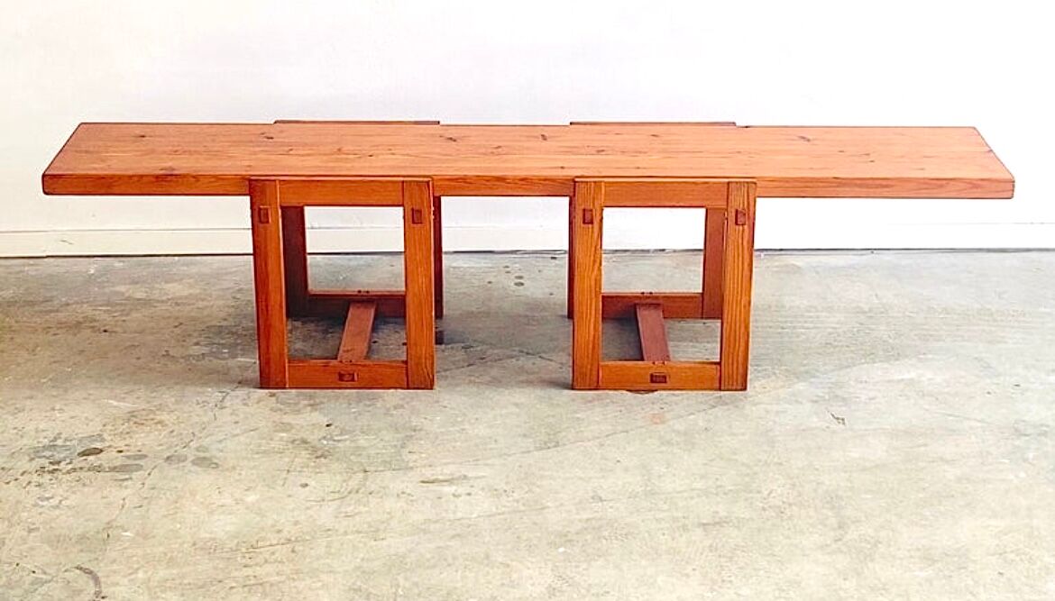 Edvin Helseth pine bench model Trybo, for the Trysil ski resort, Norway, 1964