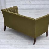1970s, Danish 2-seater sofa, original green furniture wool, beech wood.