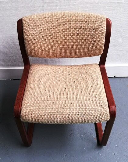 Set of 3 Strafor armchairs wool and wood