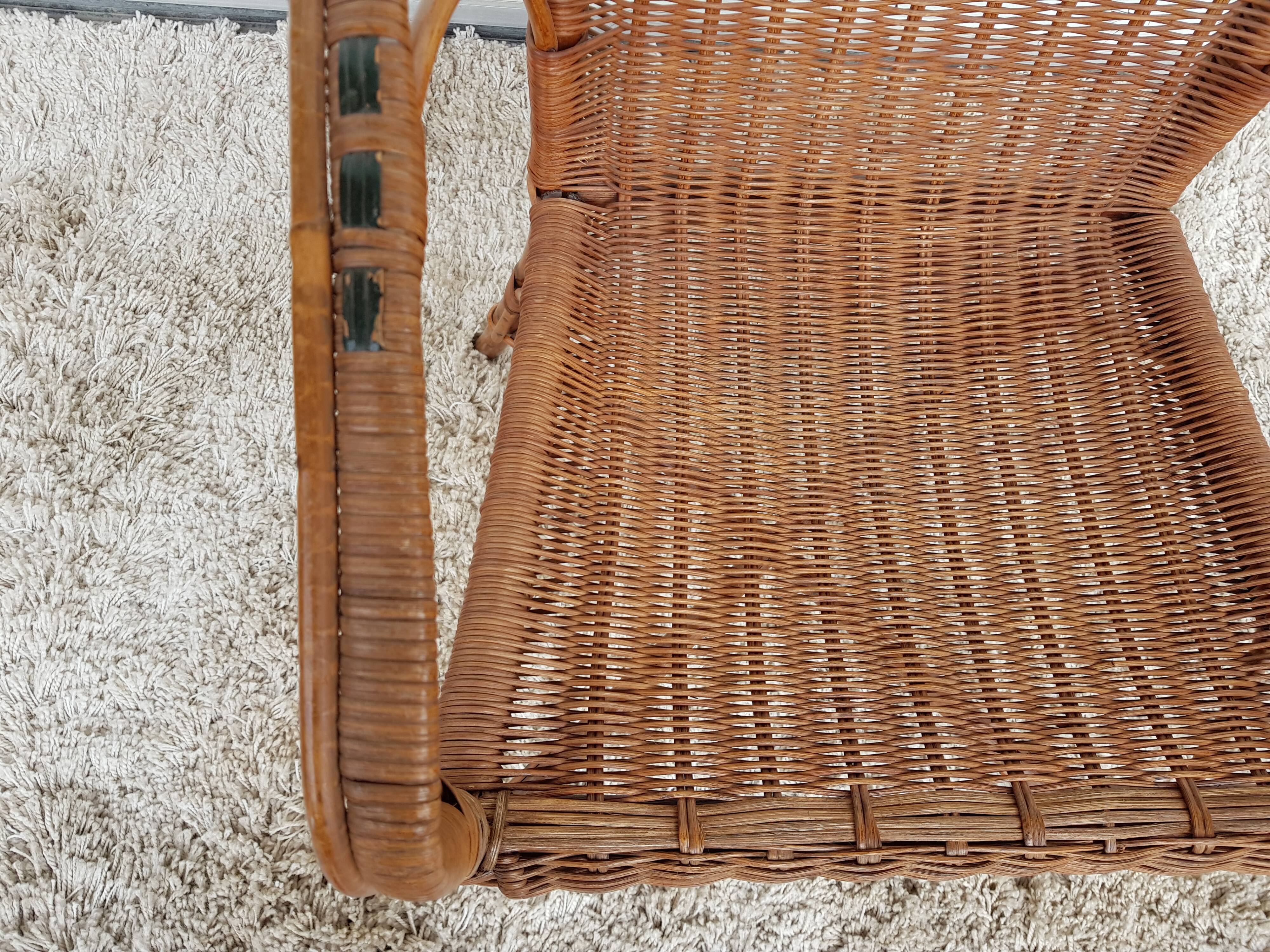 Vintage 50s osier and bamboo armchair