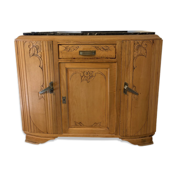 Buffet ancien en bois et marbre, style Art déco