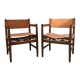Wood and leather armchairs Borge Mogensen