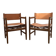 Wood and leather armchairs Borge Mogensen