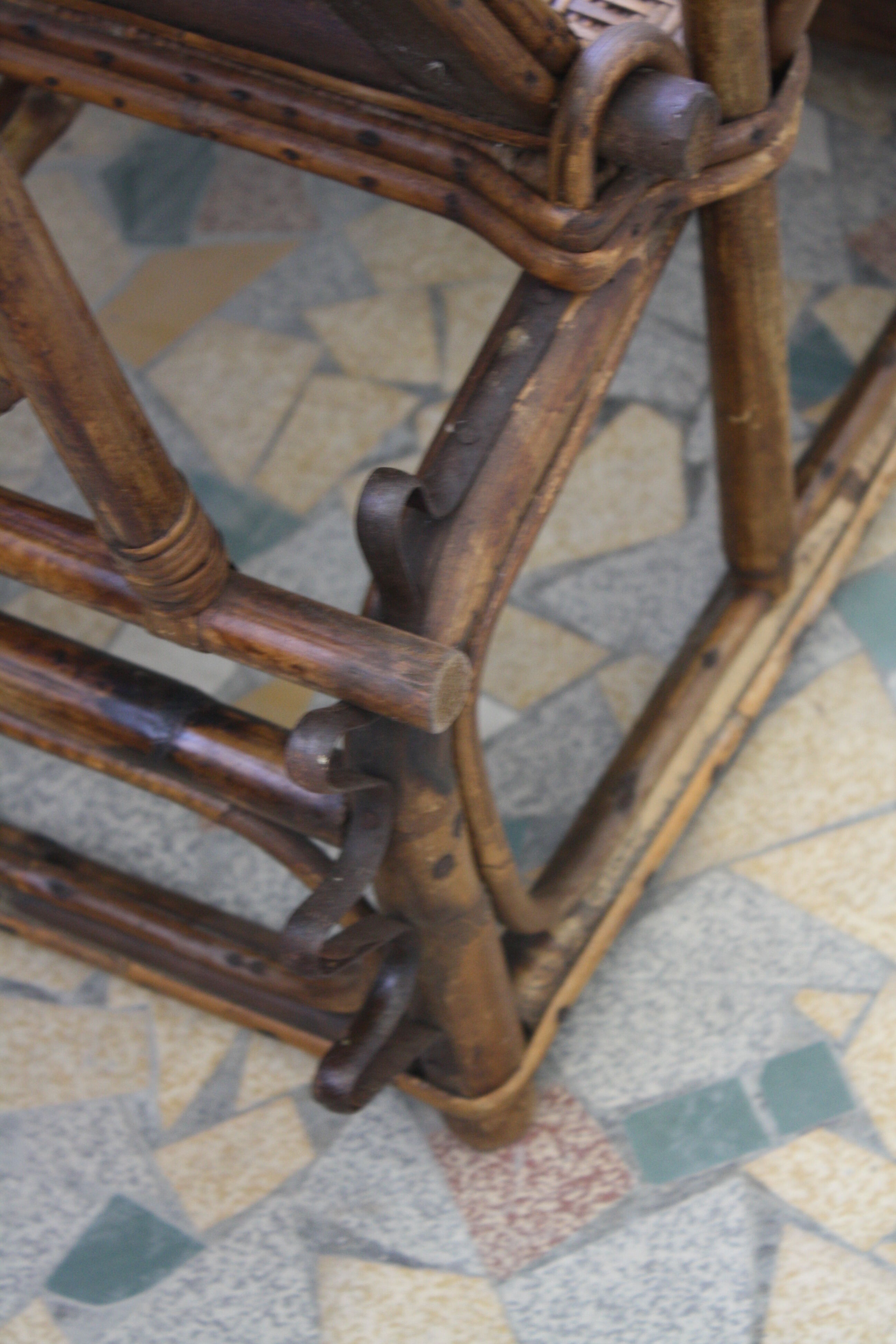Chair long vintage rattan