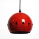 Mid Century red and black small enameled pendant lamp with original canopy