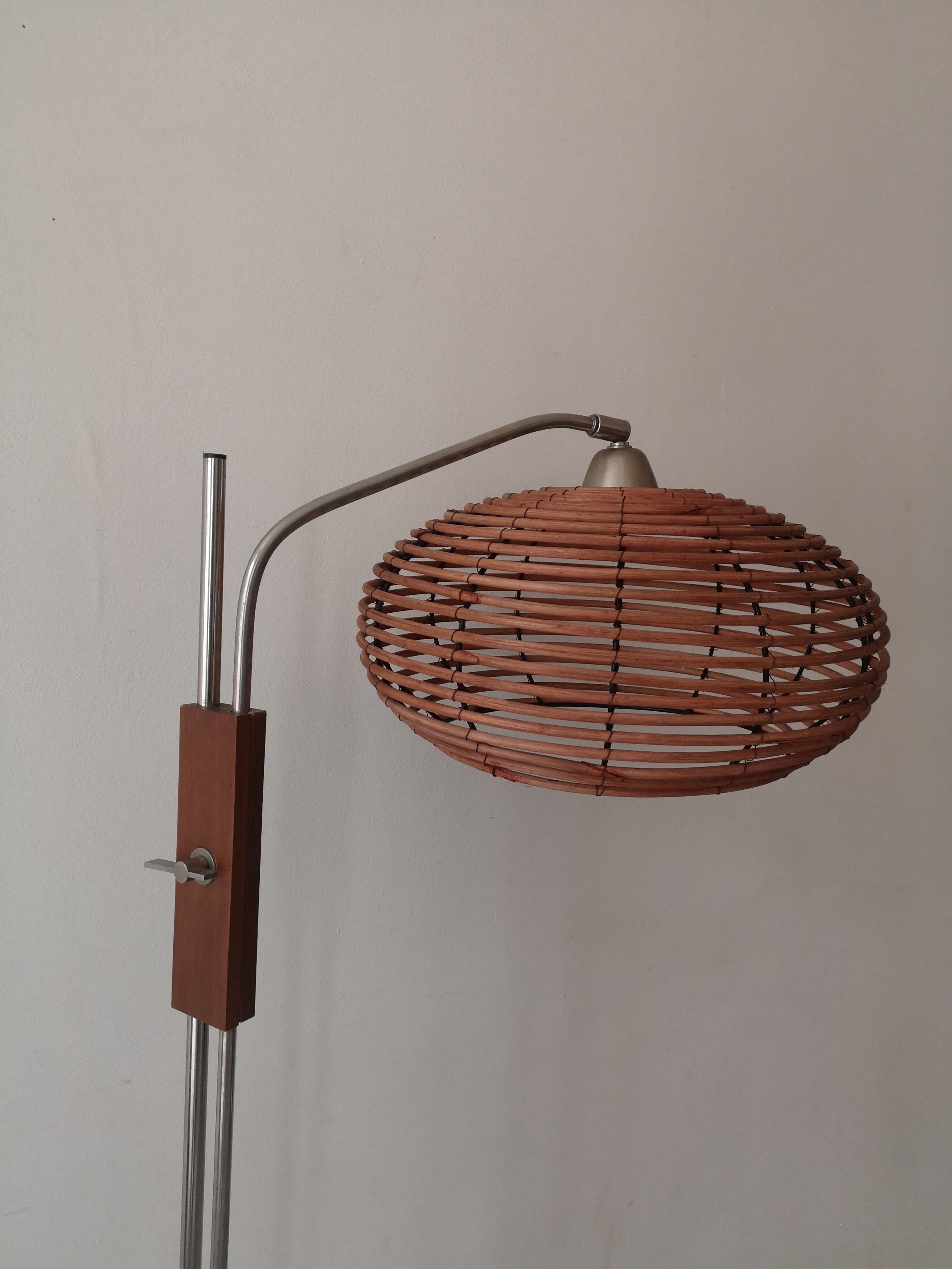 Scandinavian bamboo floor lamp, design 50s