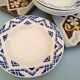 Ensemble 6 assiettes creuses Moulin des Loups motif graphique bleu