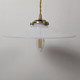 Suspension vintage en opaline blanche