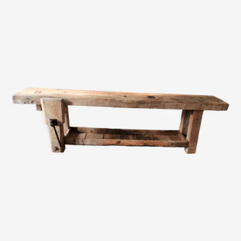 Établi ancien d'atelier de menuiserie en chêne
