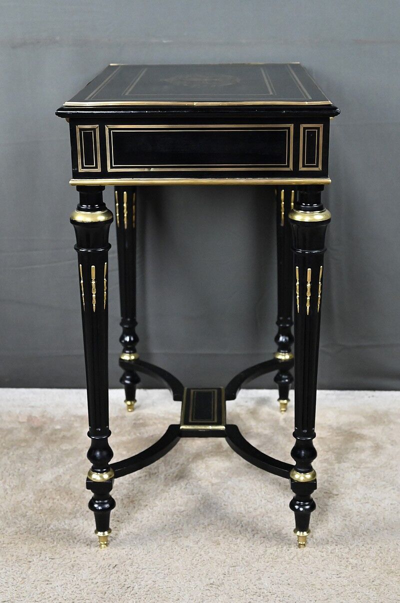 Blackened wood work table, Napoléon III period – 2nd half of the 19th century