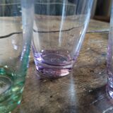 Set de 6 verres Lesieur France – base colorée vintage