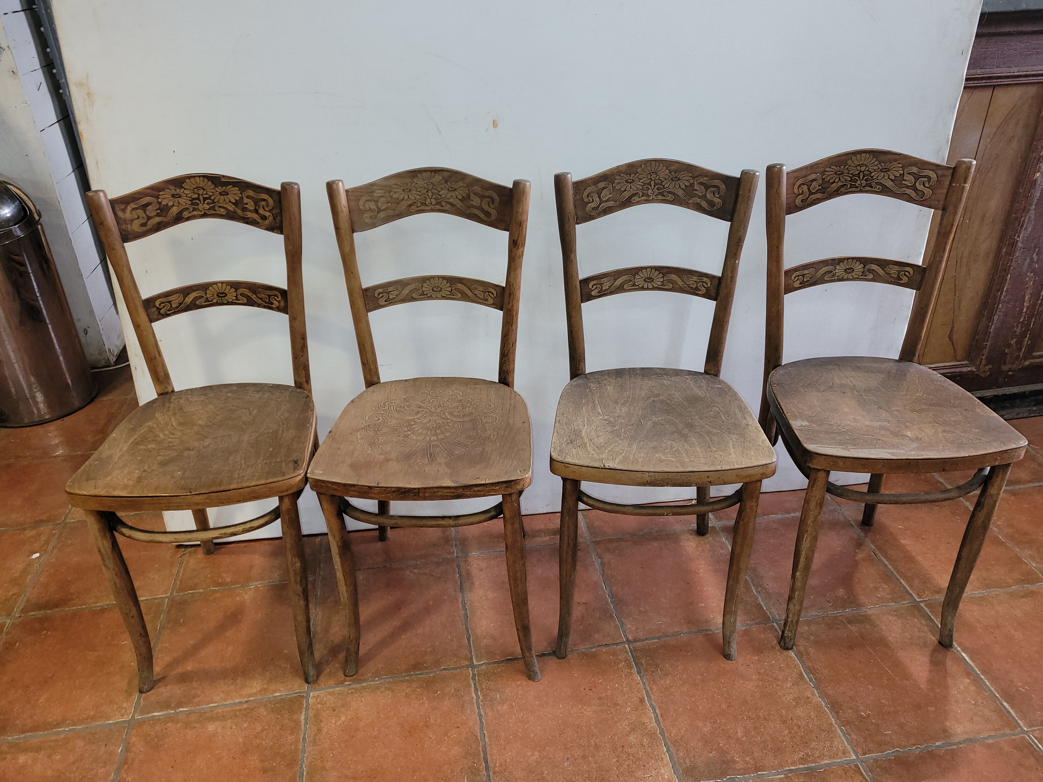 4 antique bistro chairs
