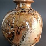 Glazed stoneware vase with signature, mid-20th century.