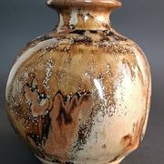 Glazed stoneware vase with signature, mid-20th century.
