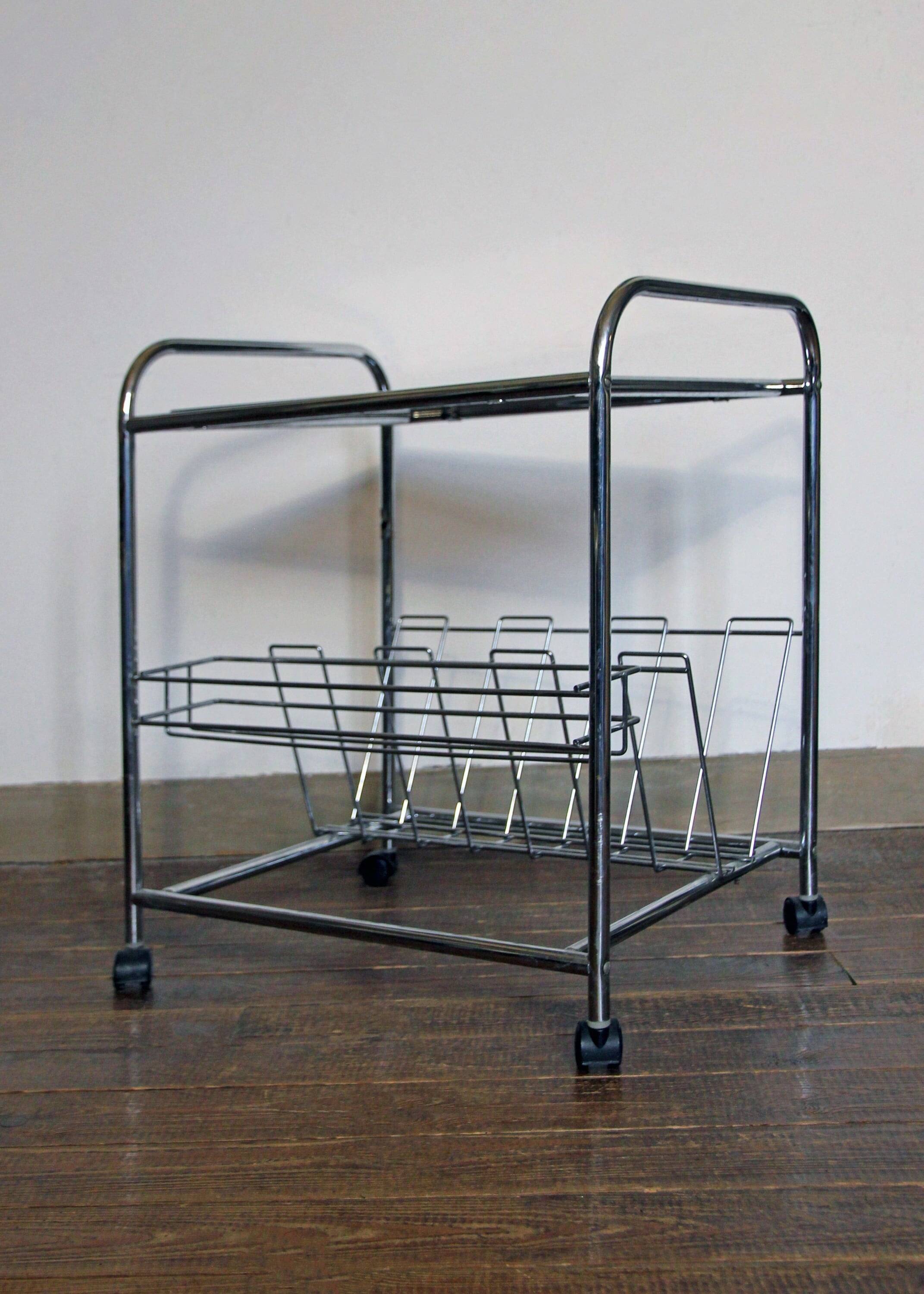 Stainless steel magazine holder side table