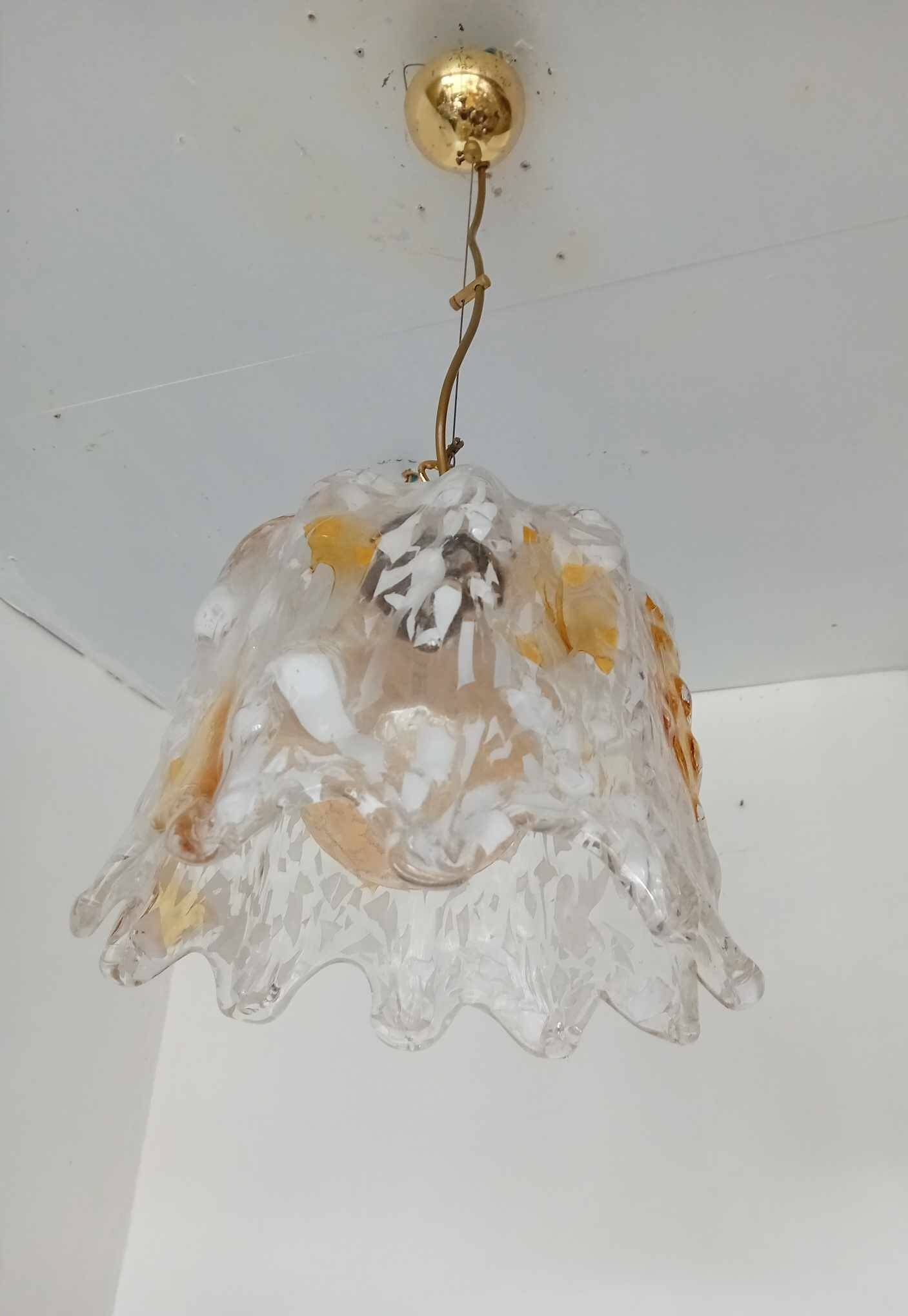 70's glass bell pendant light