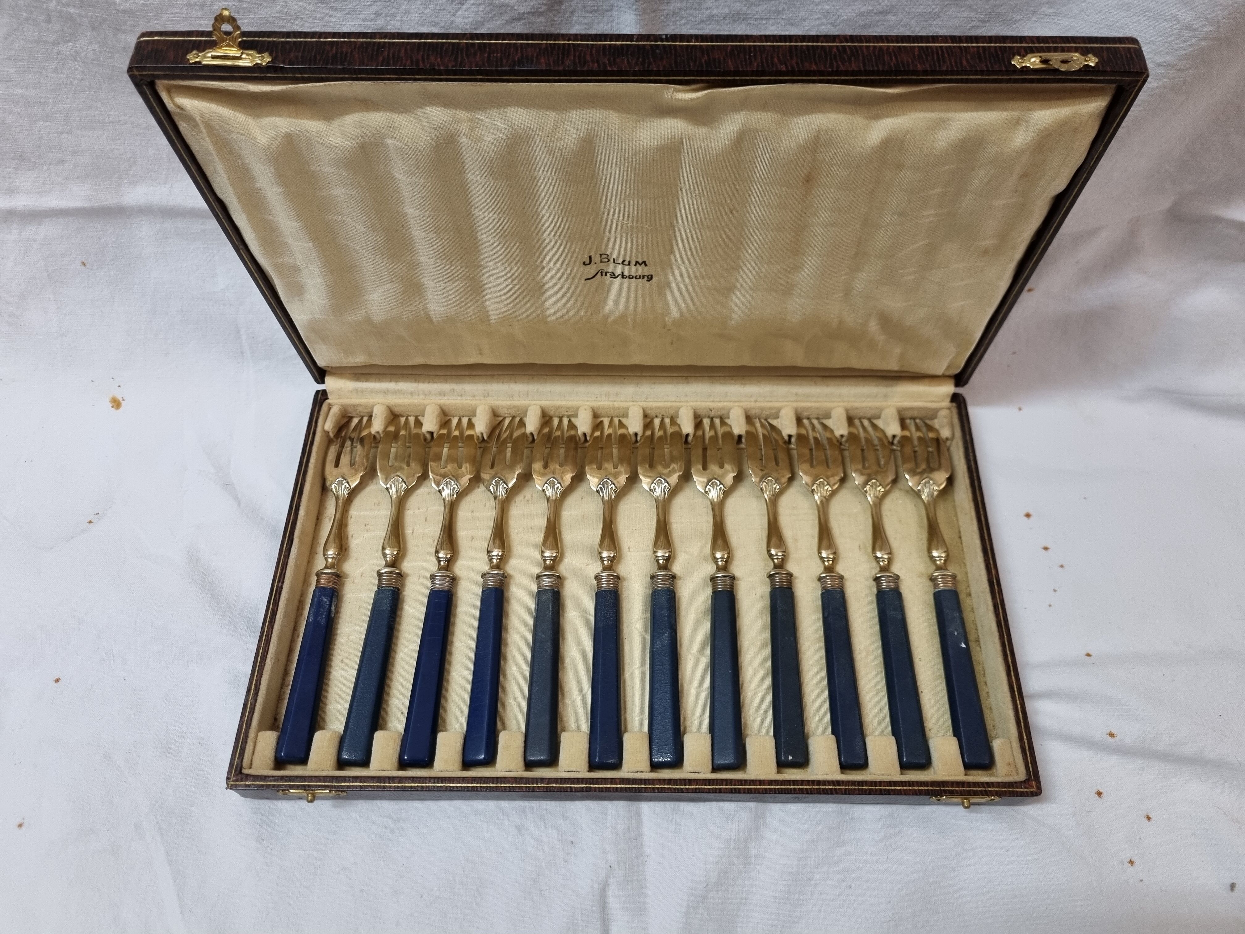 12 vermeil cake forks early twentieth century
