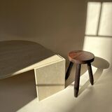 Travertine eye-shaped coffee table