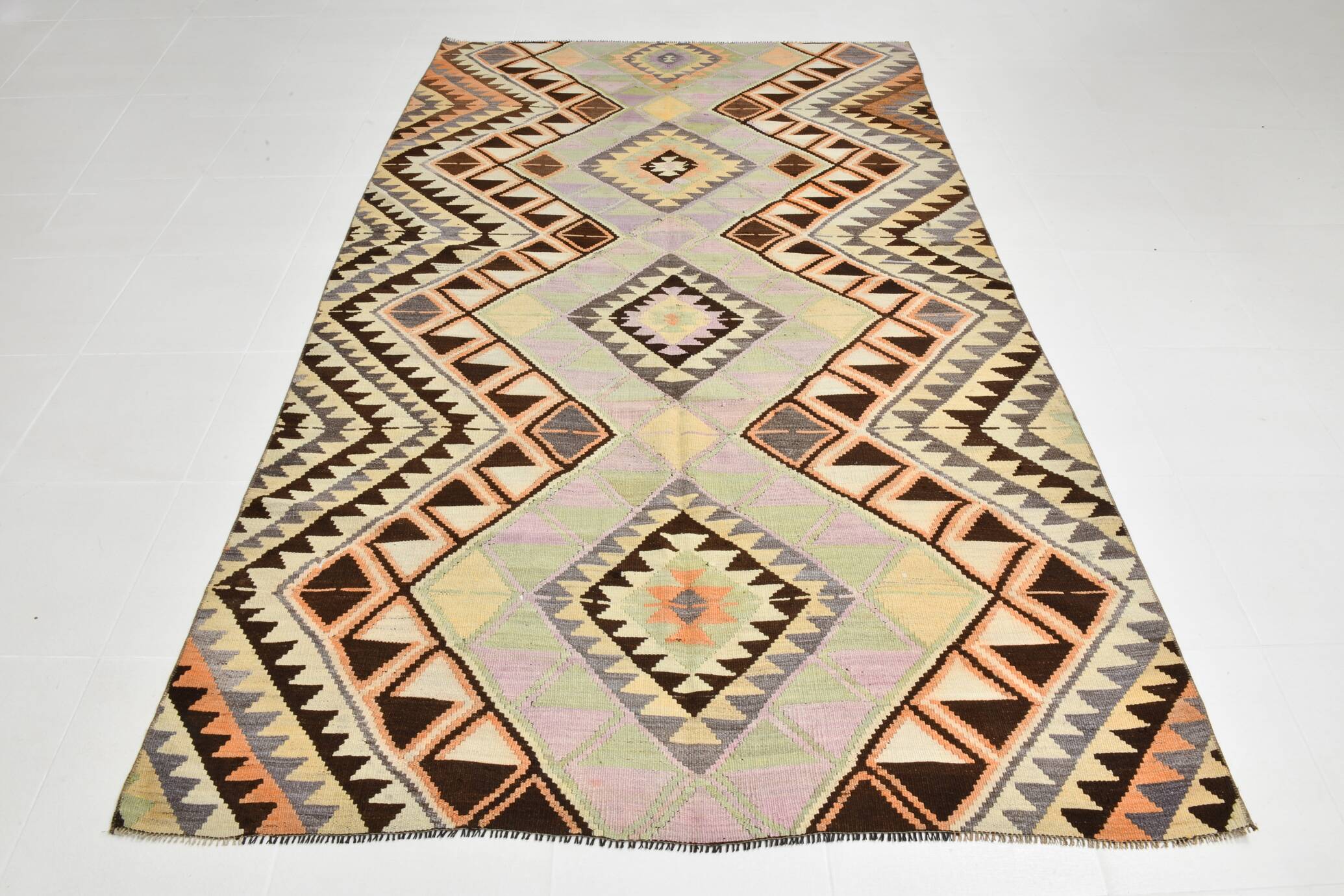 6x9 Faded Color Turkish Vintage Kilim,Handmade Wool Kilim Rug 172x284 Cm