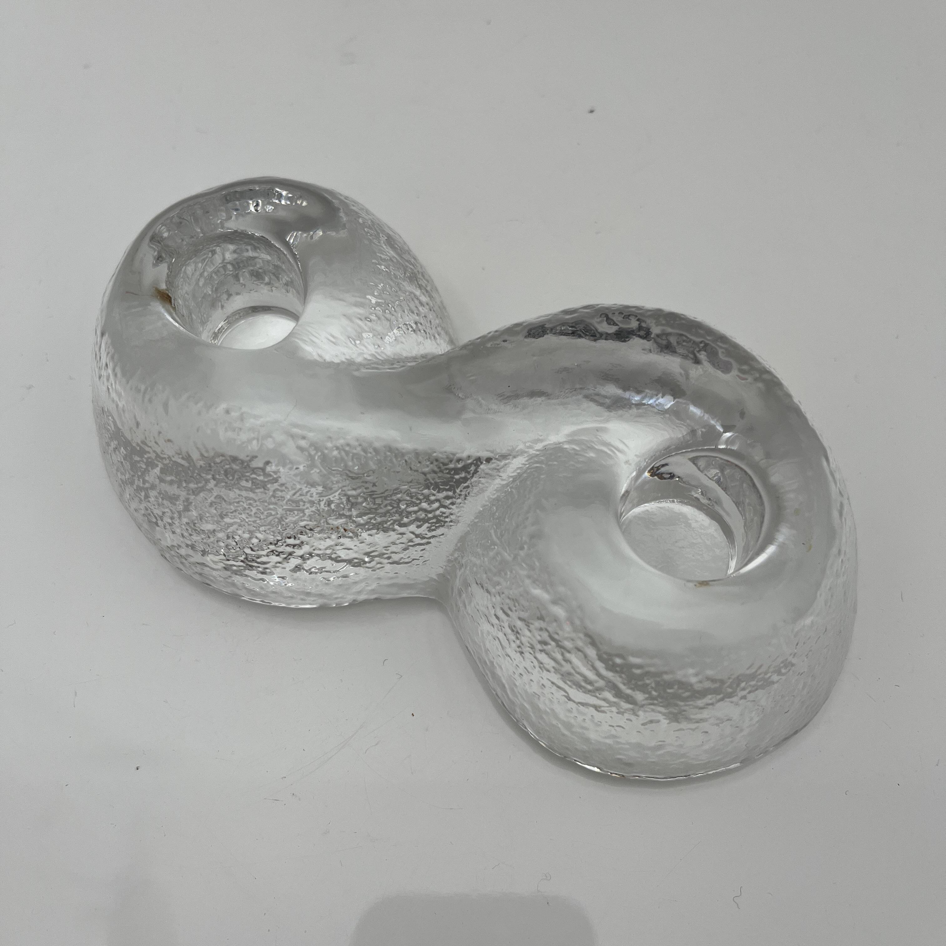 Orrefors Sweden glass candle holder vintage Suede design Lars Hellsten