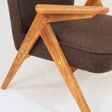 Vintage Lounge Chair Dark Cacao Wool Upholstery