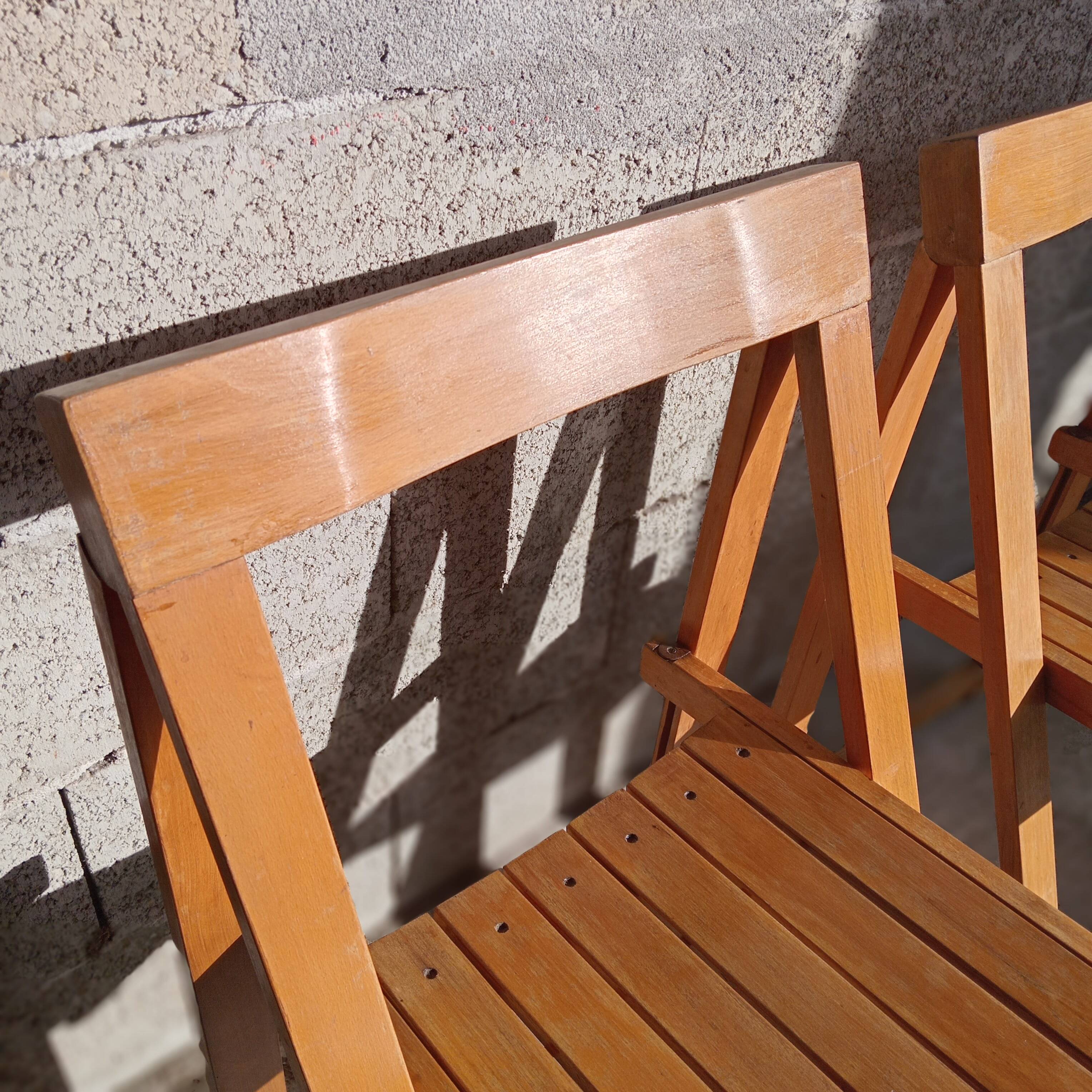 Set of 4 Aldo Jacober folding chairs in wood