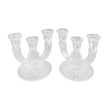 PAIR OF VINTAGE CANDLESTICKS IN CRYSTAL CANDLESTICK 3 BRANCHES ART DECO