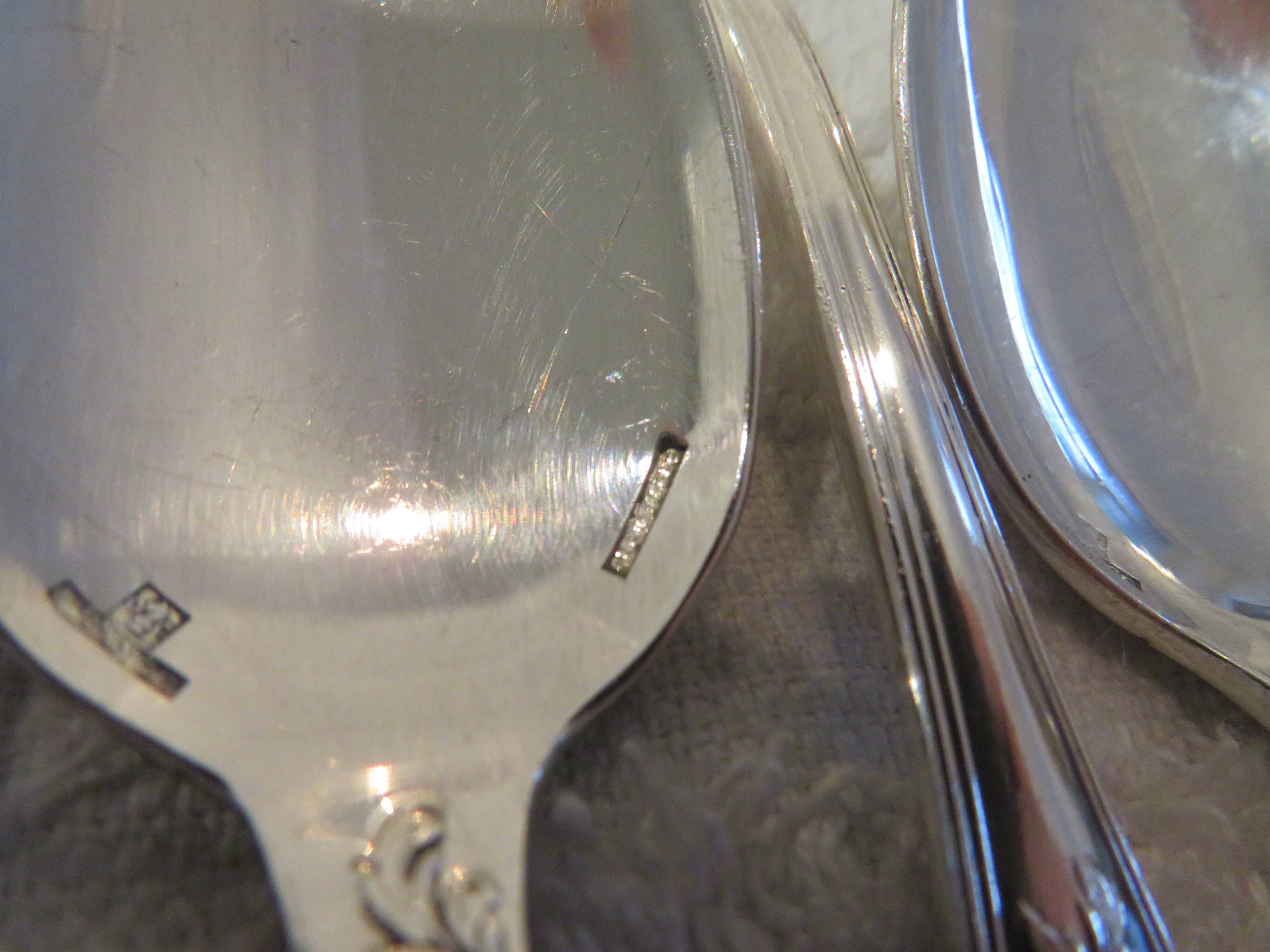 11 silver-plated ice cream scoops by Christofle Marly, 13.3 cm