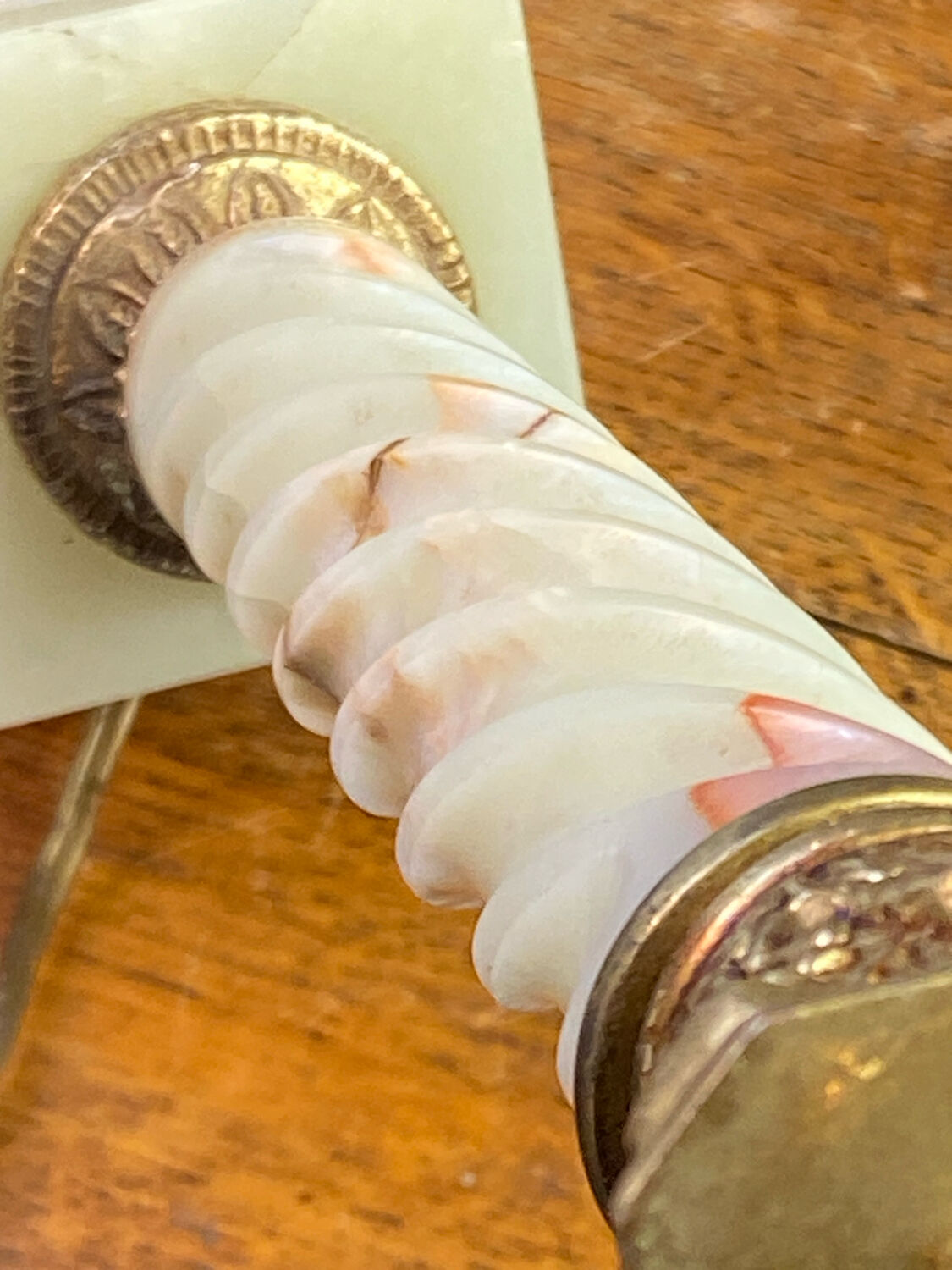 Twisted onyx and bronze lamp