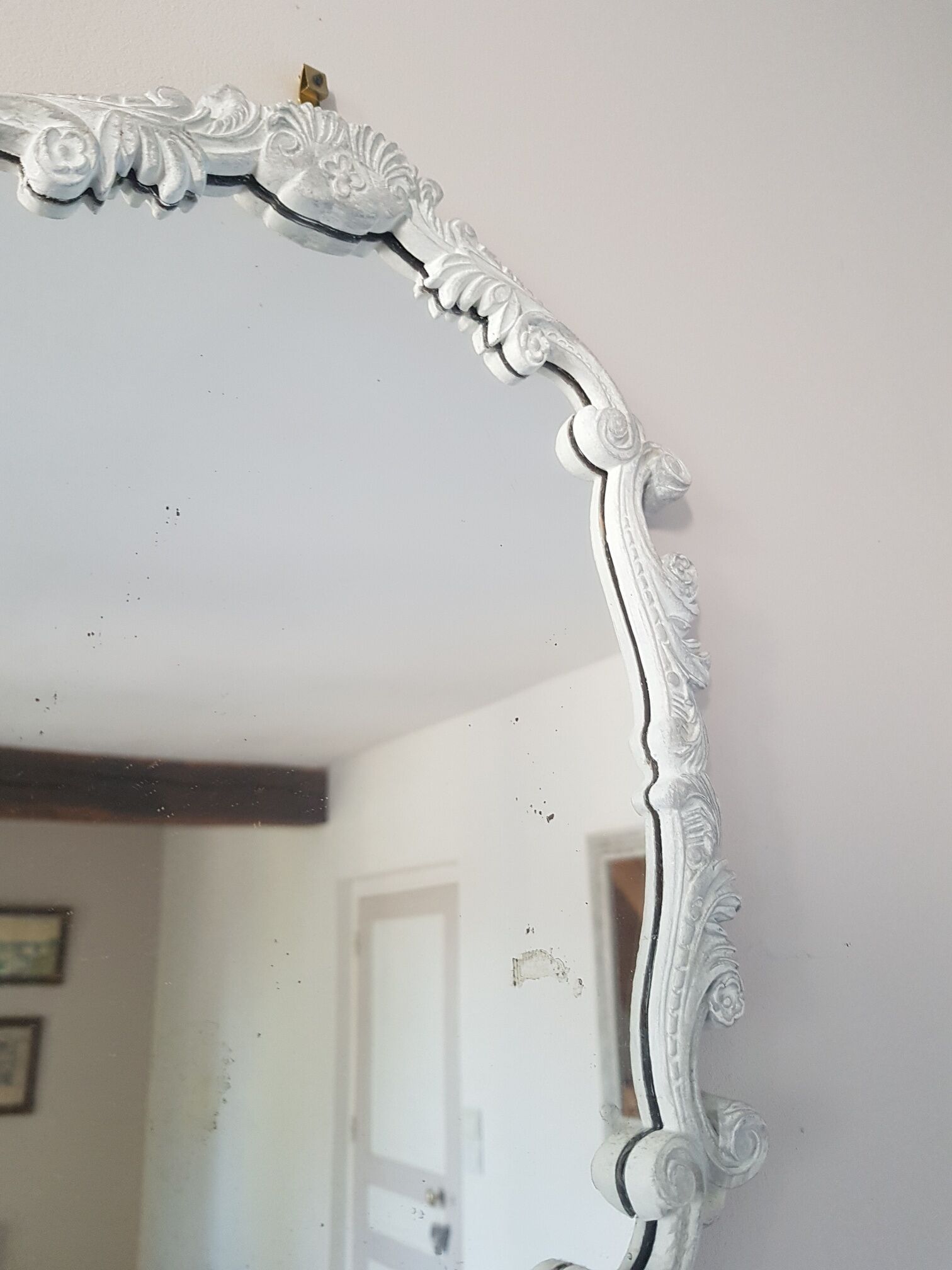 Mirror floral decoration patinated gray 38€