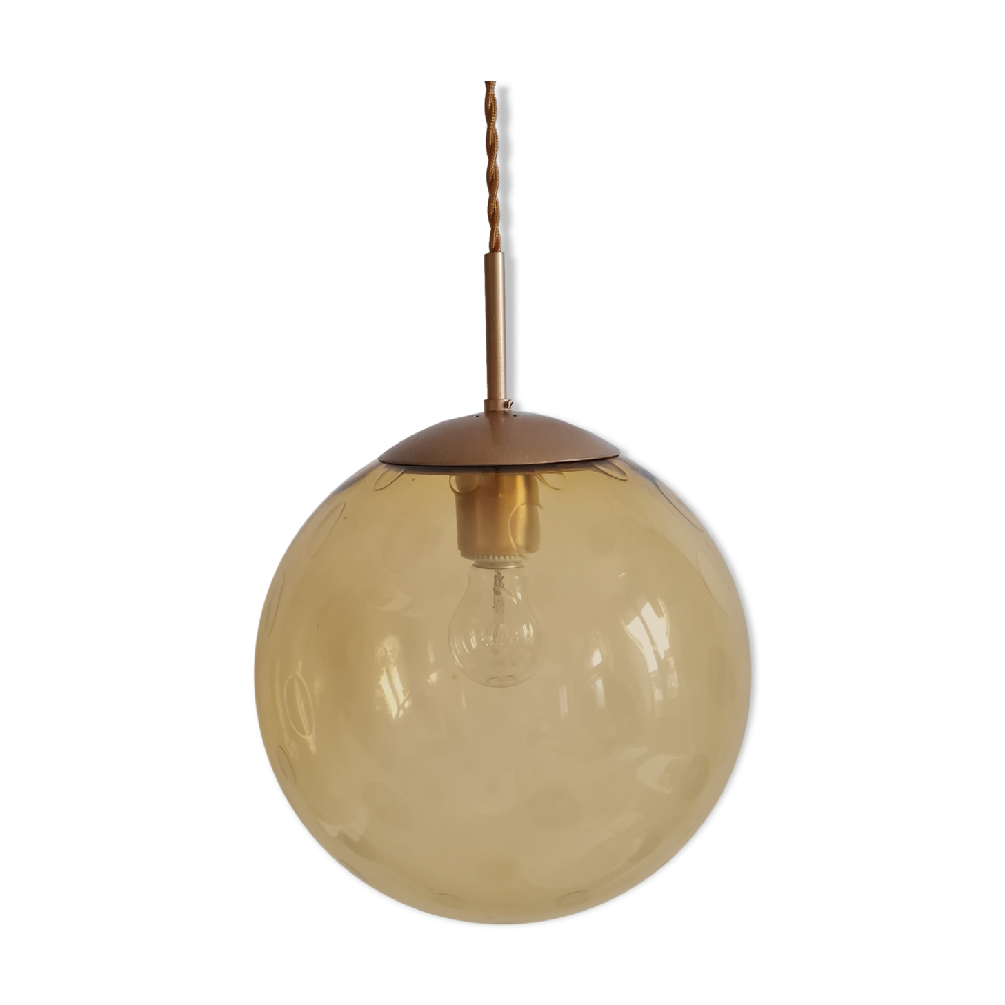 Suspension globe glass smokes amber bubble Peill & Putzler space age