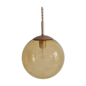 suspension globe verre fume ambre bulle Peill & Putzler space age