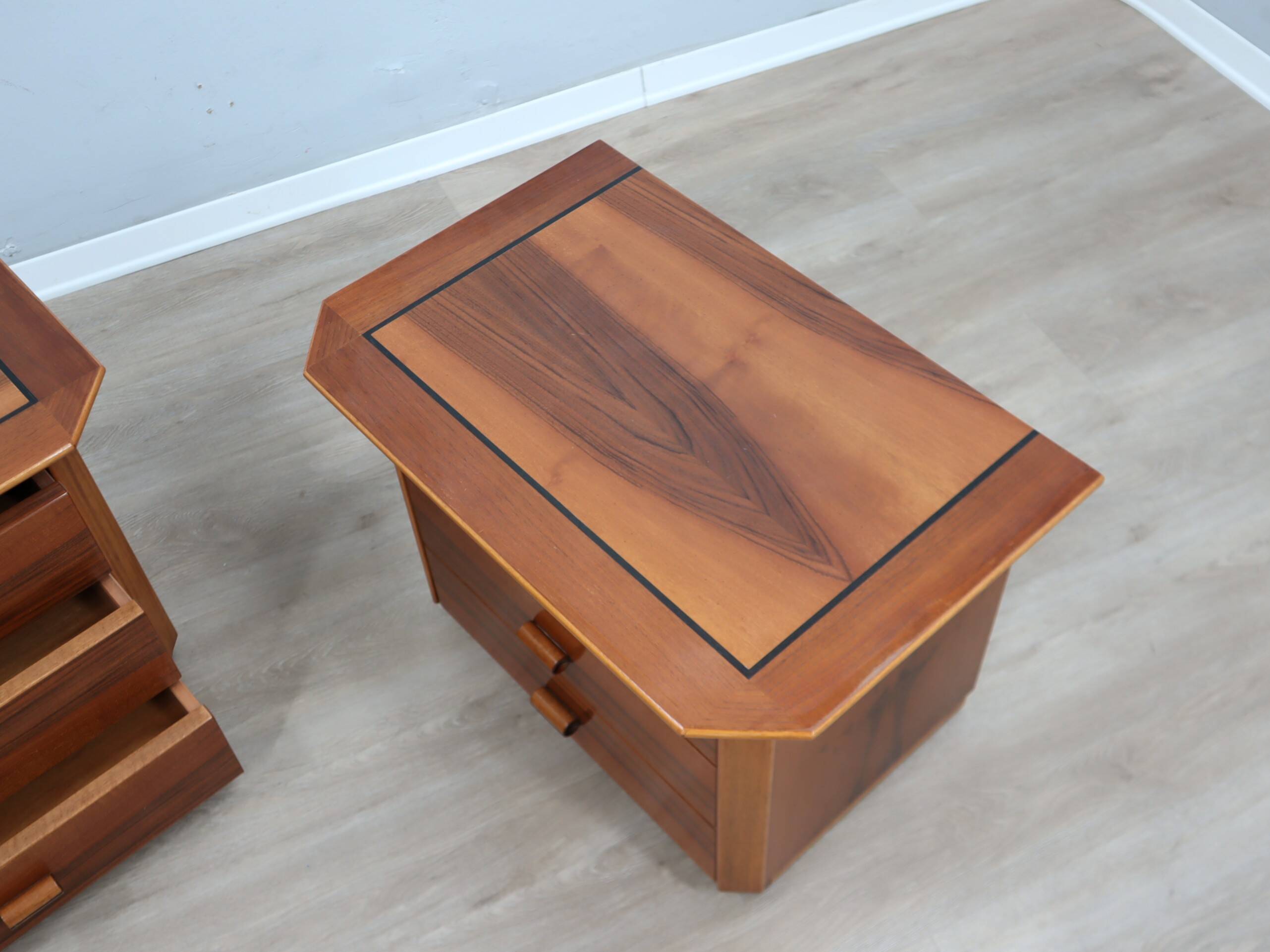 Pair of solit walnut nightstands bedside table late 1970s