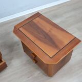 Pair of solit walnut nightstands bedside table late 1970s