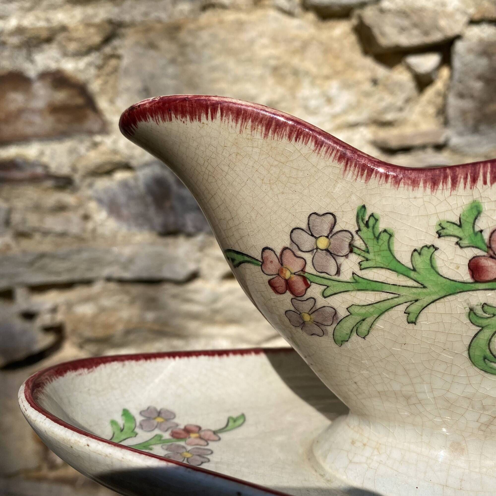 Polychrome iron terracotta sauce boat "Bengali"