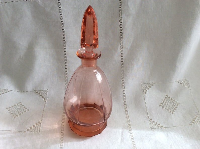 Art deco 1960s pink glass carafe