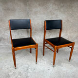 2 wooden and faux leather chairs in Scandinavian style