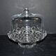 Antique cheese dome on a diamond moulded crystal stand, 1920, marked registered.