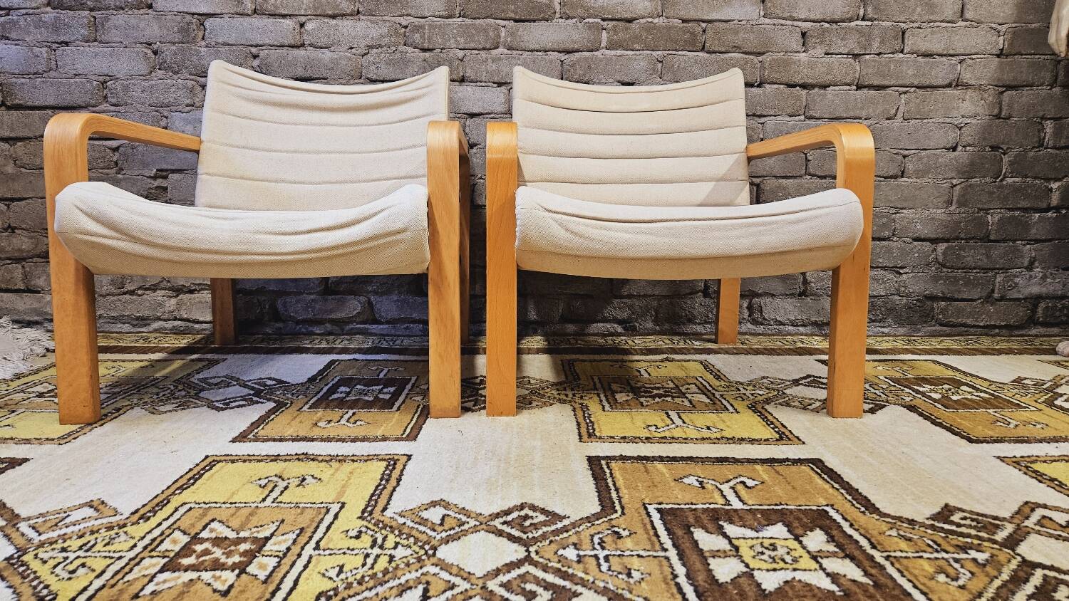 Paire de fauteuil bois courbé 1970 vintage