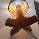 Lampe années 70 cannage et bois