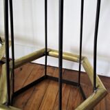 Five brass bar stools and vintage black metal 80s