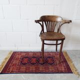 Tapis d’Orient bleu rouge avec franges