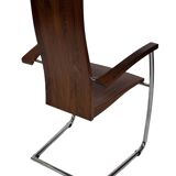 Ensemble vintage de quatre chaises design en hêtre massif chrome