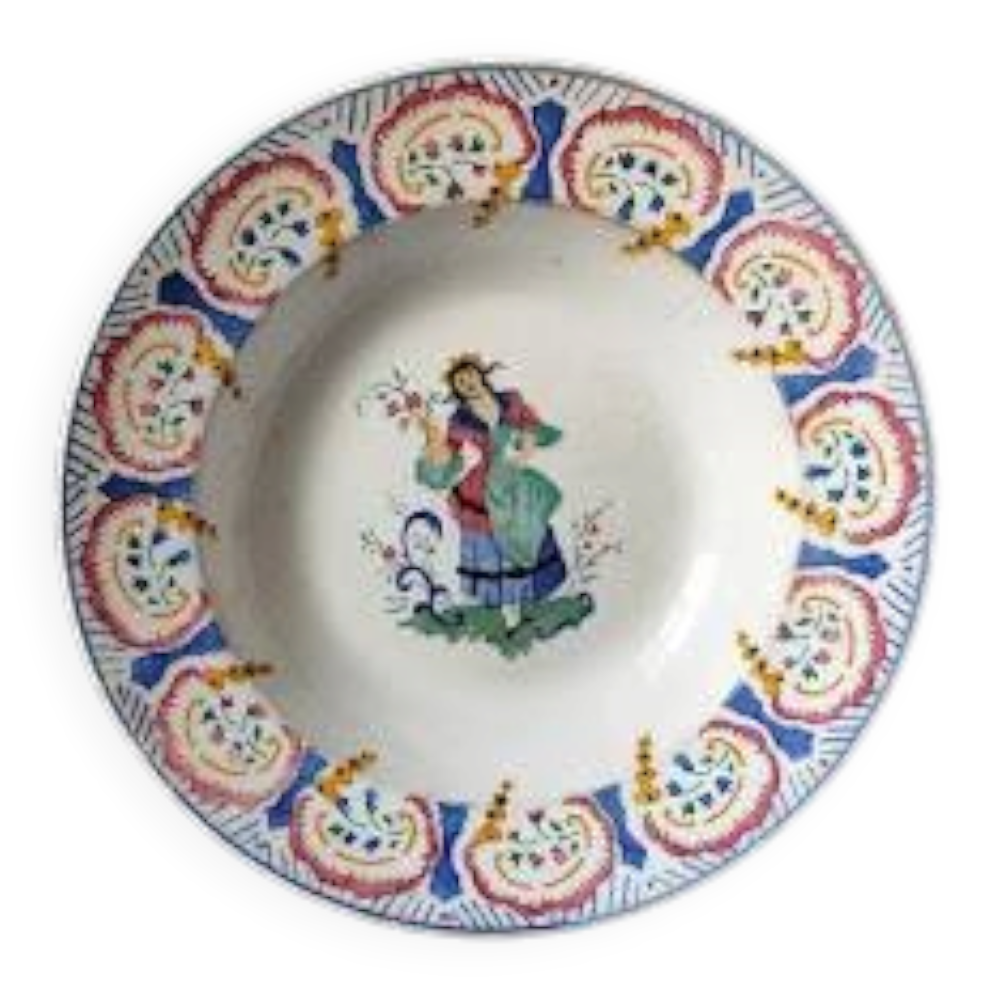 1870 / 1900 scallop shell Gien Faience Opaque / dancing woman